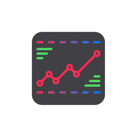 Line chart  colorful icon, vector flat sign. Symbol, logo illustrationのイラスト素材