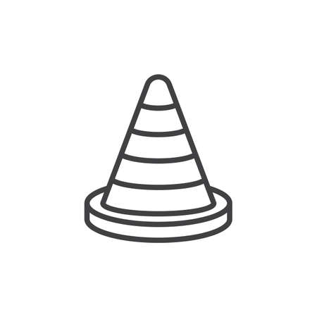 Traffic cone line icon, outline vector sign, linear style pictogram isolated on white. Symbol, logo illustration. Editable stroke. Pixel perfectのイラスト素材