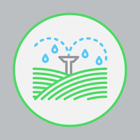 Irrigation sprinklers filled outline icon, round colorful vector sign, circular flat pictogram. Symbol, logo illustrationのイラスト素材