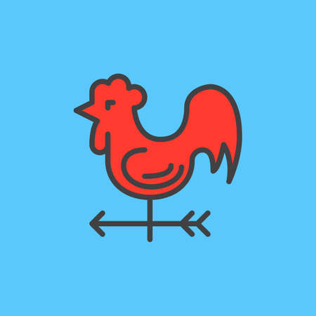 Rooster, weather vane filled outline icon, line vector sign, linear colorful pictogram. Symbol, logo illustrationのイラスト素材