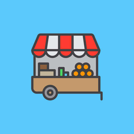 Farmer stall filled outline icon, line vector sign, linear colorful pictogram. Symbol, logo illustrationのイラスト素材