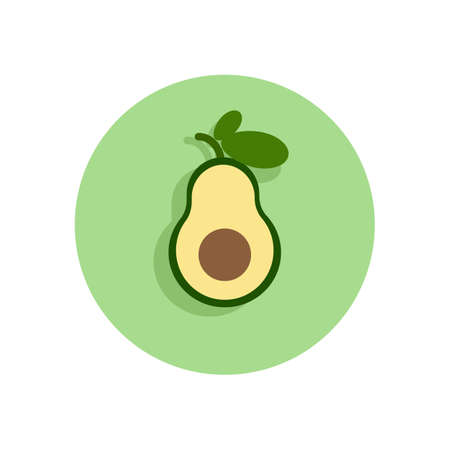 Avocado flat icon. Round colorful button, circular vector sign, logo illustration. Flat style design