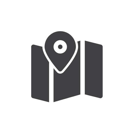 Map, location icon vector, filled flat sign, solid pictogram isolated on white. Symbol, logo illustration. Pixel perfectのイラスト素材