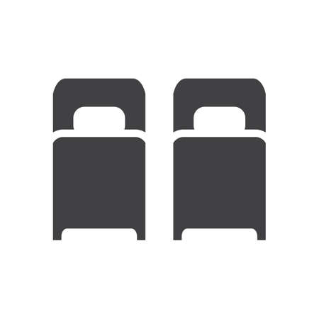 Two single beds icon, filled flat sign, solid glyph pictogram, twin room vector illustrationのイラスト素材
