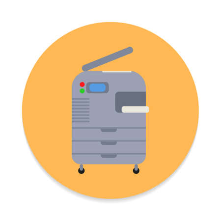 Copy machine, copier flat icon. Round colorful button, circular vector sign. Flat style designのイラスト素材