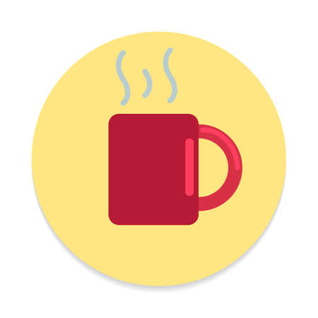 Tea mug flat icon. Round colorful button, circular vector sign. Flat style designのイラスト素材