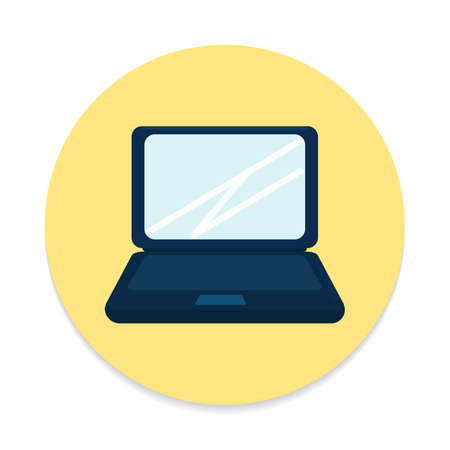Laptop flat icon. Round colorful button, circular vector sign. Flat style designのイラスト素材