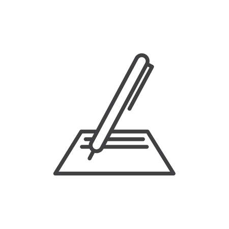 Pen and paper line icon, outline vector sign, linear style pictogram isolated on white. Write symbol, logo illustration. Editable stroke. Pixel perfect graphicsのイラスト素材