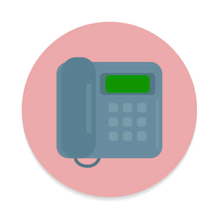 Office phone flat icon. Round colorful button, telephone circular vector sign. Flat style designのイラスト素材