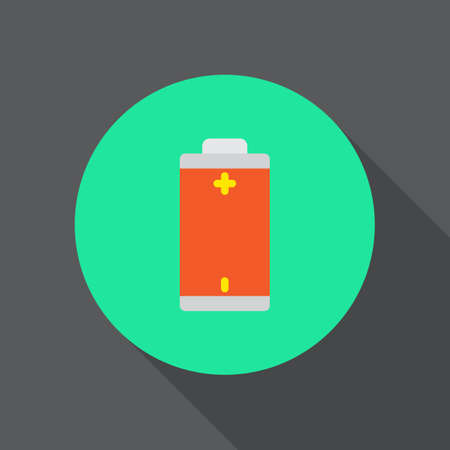 Battery flat icon. Round colorful button, circular vector sign, logo illustration. Flat style designのイラスト素材