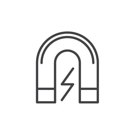 Magnet line icon, outline vector sign, linear style pictogram isolated on white. Symbol, logo illustration. Editable stroke. Pixel perfect graphicsのイラスト素材