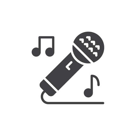 Karaoke singing icon vector, filled flat sign, solid pictogram isolated on white. Microphone symbol, logo illustration. Pixel perfect graphicsのイラスト素材