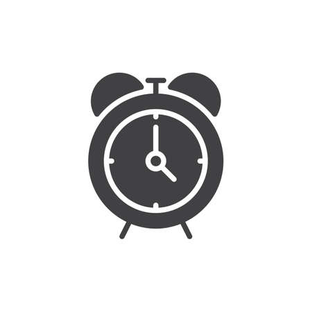 Alarm clock icon vector, filled flat sign, solid pictogram isolated on white. Reminder symbol, logo illustration. Pixel perfect graphicsのイラスト素材