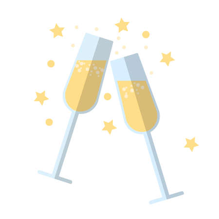 Clinking glasses flat icon.のイラスト素材
