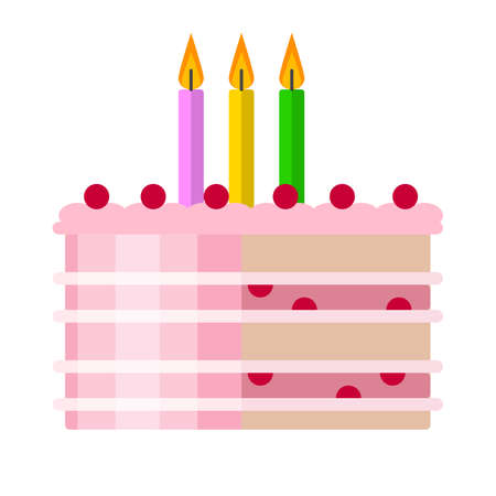 Birthday cake flat icon, vector sign, colorful pictogram isolated on white. Symbol, logo...