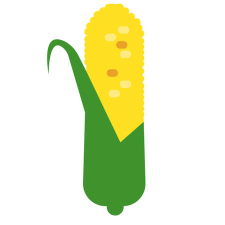 Corn flat icon, vector sign, ripe corn colorful pictogram isolated on white. Cereal Symbol, logo illustration. Flat style designのイラスト素材