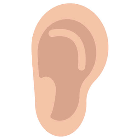 Human ear organ icon, vector illustration flat style design isolated on white. Colorful graphicsのイラスト素材