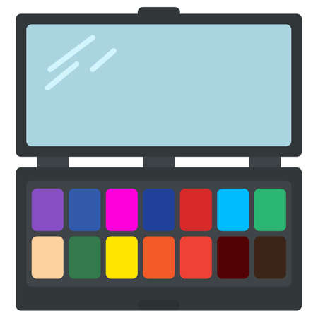 Eyeshadow palette cosmetics icon, vector illustration flat style design isolated on white. Colorful graphicsのイラスト素材