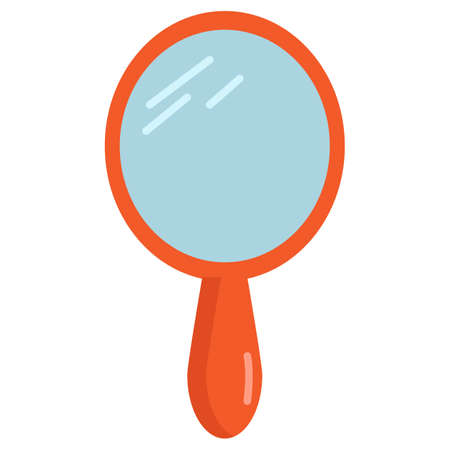Vintage hand mirror icon, vector illustration flat style design isolated on white. Colorful graphicsのイラスト素材