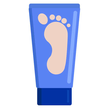 Foot cream tube professional cosmetic for makeup icon, vector illustration flat style design isolated on white. Colorful graphicsのイラスト素材
