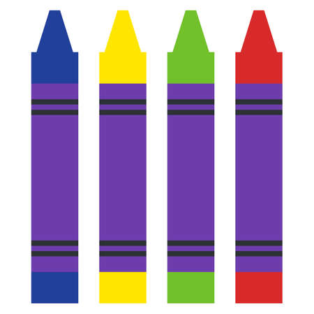 Set of marker pens red green yellow purple icon, vector illustration flat style design isolated on white. Colorful graphicsのイラスト素材