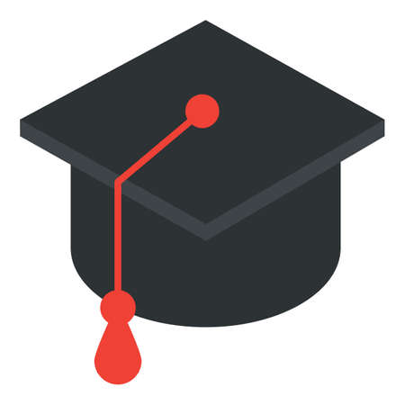 University student graduate cap icon, vector illustration flat style design isolated on white. Colorful graphicsのイラスト素材
