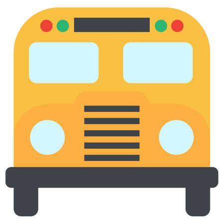 School bus icon, vector illustration flat style design isolated on white. Colorful graphicsのイラスト素材