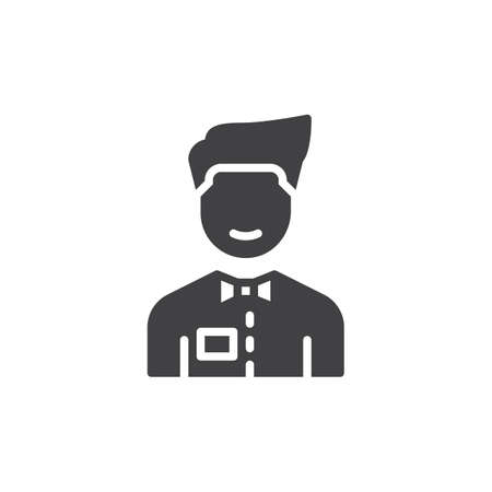 Person with bow tie icon vector, filled flat sign, solid pictogram isolated on white backgroundのイラスト素材