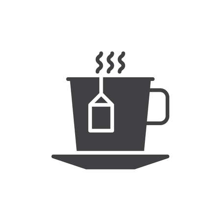 Cup of tea with tea bag icon vector, filled flat sign, solid pictograph isolated on white. Symbol, logo illustration. Pixel perfect vector graphicsの写真素材