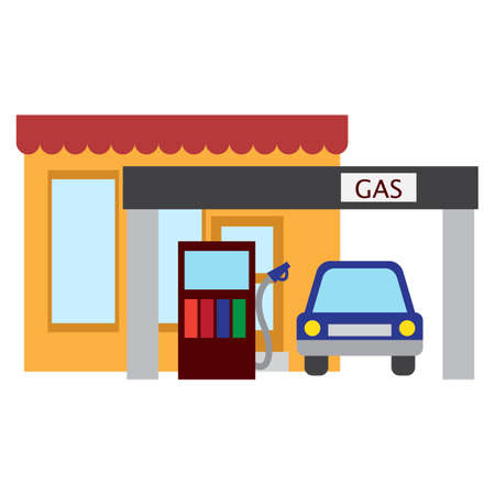 Gas station and car icon.のイラスト素材