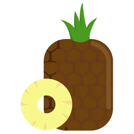 Pineapple with sliced flesh icon, vector illustration flat style design isolated on white. Colorful graphicsのイラスト素材