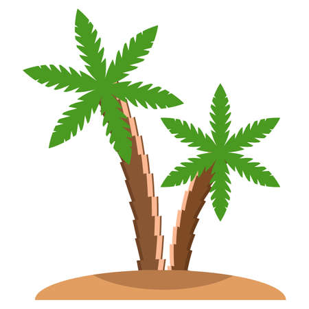 Palm trees beach icon, vector illustration flat style design isolated on white. Colorful graphicsのイラスト素材