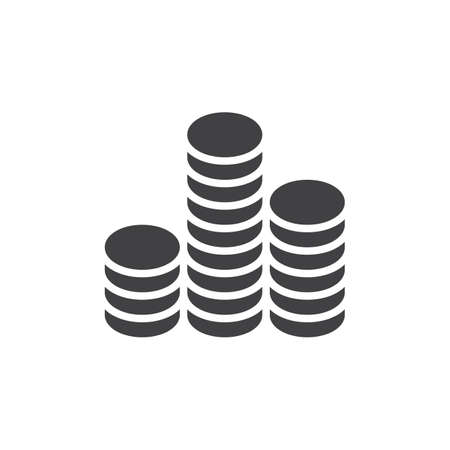 Coins stack icon vector, filled flat sign, solid pictogram isolated on white. Symbol, logo illustration. Pixel perfect vector graphicsのイラスト素材