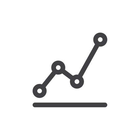 Statistics chart line simple icon, outline vector sign, linear style pictogram isolated on white. Analytics symbol, logo illustration. Editable stroke. Pixel perfect vector graphicsのイラスト素材