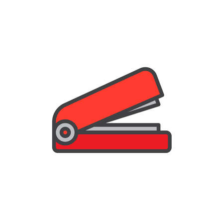 Stapler filled outline icon, line vector sign, linear colorful pictogram isolated on white. Stationery symbol, logo illustration. Pixel perfect vector graphicsのイラスト素材