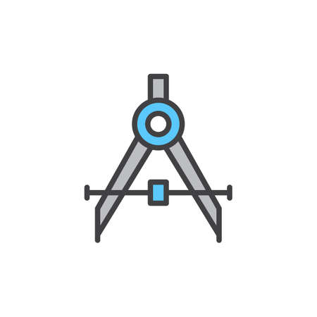 Drafting compass filled outline icon, line vector sign, linear colorful pictogram isolated on white. Symbol,   illustration. Pixel perfect vector graphicsのイラスト素材