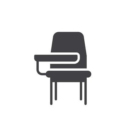 School desk chair icon vector, filled flat sign, solid pictogram isolated on white. Symbol, logo illustration. Pixel perfect vector graphicsのイラスト素材