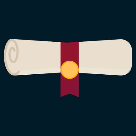 Diploma flat icon, vector sign, colorful pictogram isolated on black. Symbol, logo illustration. Flat style designのイラスト素材