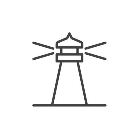 Lighthouse line icon, outline vector sign, linear style pictogram isolated on white. Symbol, logo illustration. Editable stroke. Pixel perfect vector graphicsのイラスト素材
