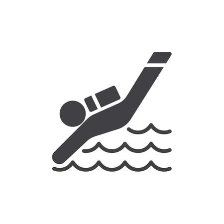 Diver icon vector, filled flat sign, solid pictogram isolated on white. Scuba diving symbol, logo illustration. Pixel perfect vector graphicsのイラスト素材