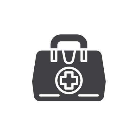 Medical bag icon vector, filled flat sign, solid pictogram isolated on white. First aid kit symbol, logo illustration. Pixel perfect vector graphicsのイラスト素材