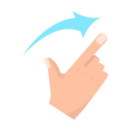 Flick right touch screen gestures vector illustration. Flat style design. Colorful graphicsのイラスト素材