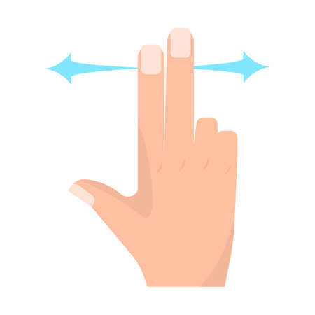 Horizontal spread with two fingers touch screen gesture vector illustration. Flat style design. Colorful graphicsのイラスト素材