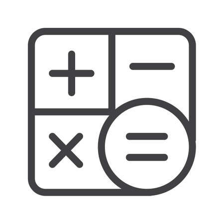 Calculator line icon, outline vector sign, linear style pictogram isolated on white. Symbol, logo illustration. Editable stroke. Pixel perfect graphicsのイラスト素材