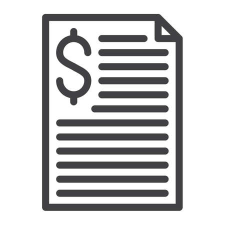 Invoice line icon, outline vector sign, linear style pictogram isolated on white. Symbol, logo illustration. Editable stroke. Pixel perfect graphicsのイラスト素材