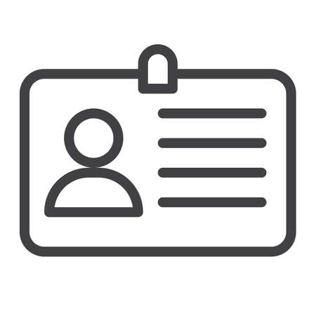 Id card line icon, outline vector sign, linear style pictogram isolated on white. Symbol, logo illustration. Editable stroke. Pixel perfect graphicsのイラスト素材