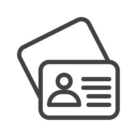 Business cards line icon, outline vector sign, linear style pictogram isolated on white. Symbol, logo illustration. Editable stroke. Pixel perfect graphicsのイラスト素材