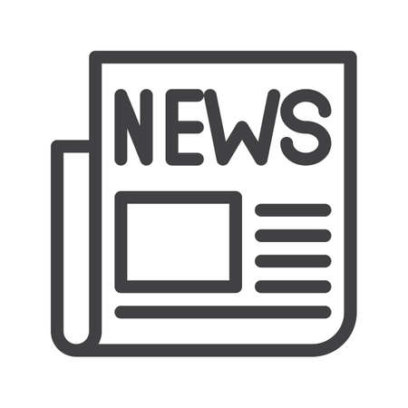 Newspaper line icon, outline vector sign, linear style pictogram isolated on white. Symbol, logo illustration. Editable stroke. Pixel perfect graphicsのイラスト素材
