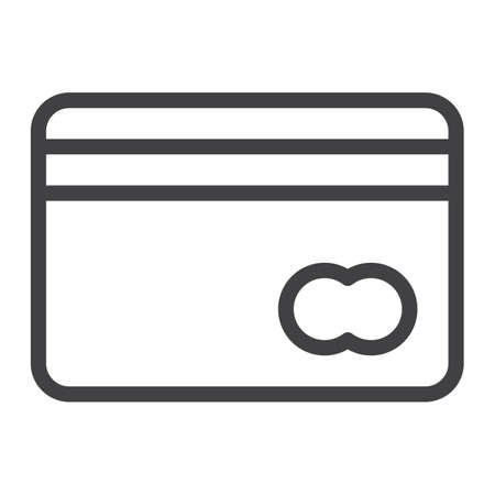 Credit card line icon, outline vector sign, linear style pictogram isolated on white. Symbol, logo illustration. Editable stroke. Pixel perfect graphicsのイラスト素材