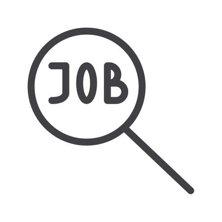 Job search line icon, outline vector sign, linear style pictogram isolated on white. Symbol, logo illustration. Editable stroke. Pixel perfect graphicsのイラスト素材